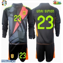 Spania Unai Simon #23 Keeper Bortedraktsett Barn EM 2024 Langermet (+ Korte bukser)